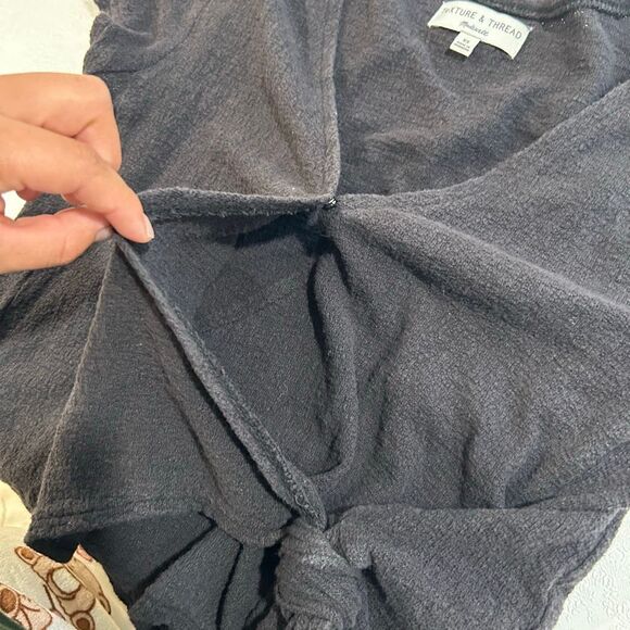 Madewell Texture & Thread Black Wrap Tie Front Top XS Casual Everyday Soft Knit - Picture 9 of 9